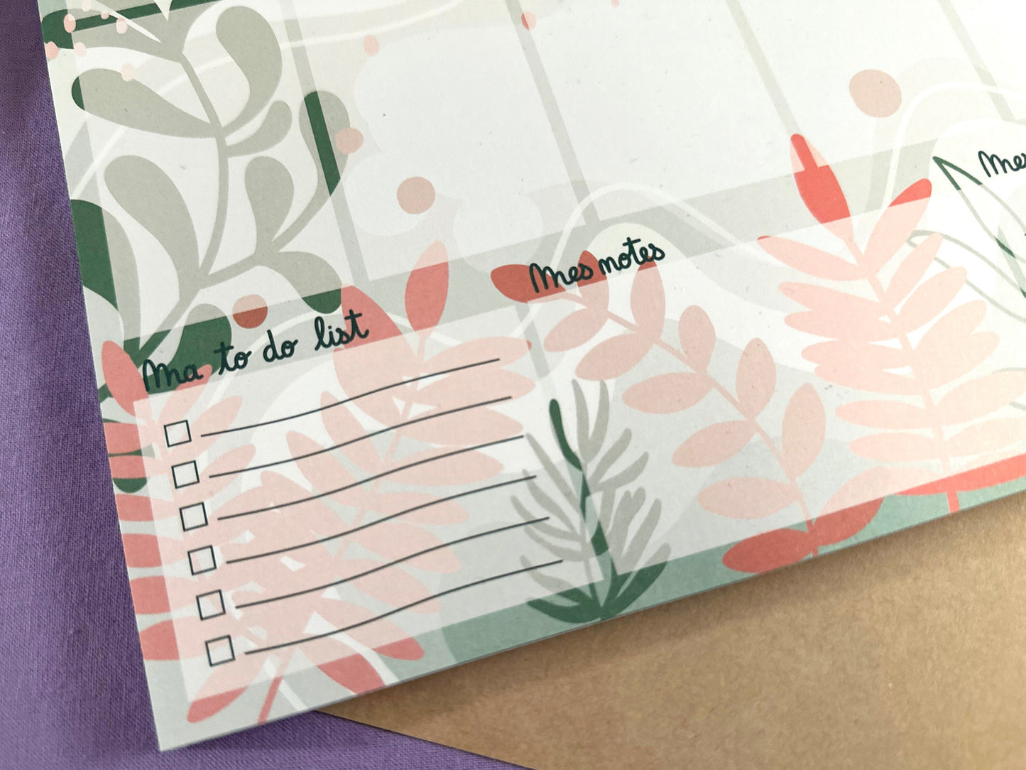 Bloc-notes semainier -Planning hebdomadaire - Inspiration nature