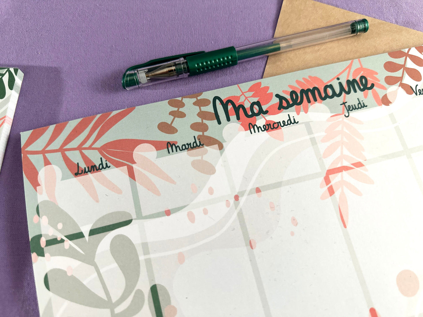 Bloc-notes semainier -Planning hebdomadaire - Inspiration nature