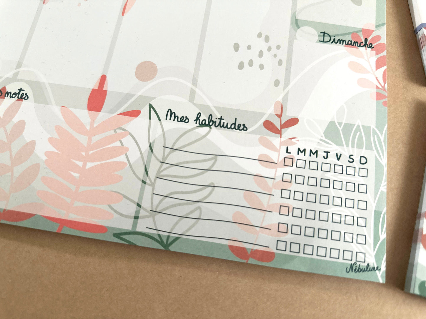 Bloc-notes semainier -Planning hebdomadaire - Inspiration nature