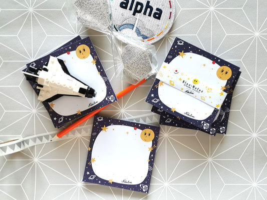 Bloc-notes étoiles - Bloc-notes espace - Notepad space stars - 10x10cm - 50 feuilles - Accessoire de bureau