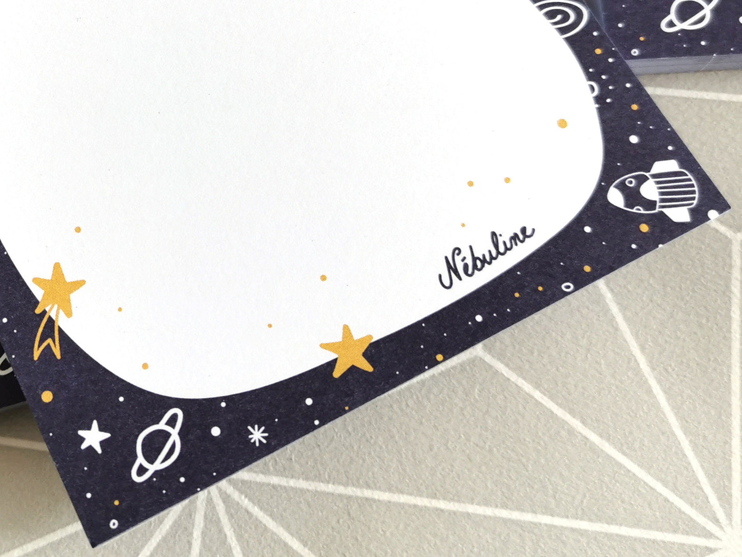 Bloc-notes étoiles - Bloc-notes espace - Notepad space stars - 10x10cm - 50 feuilles - Accessoire de bureau