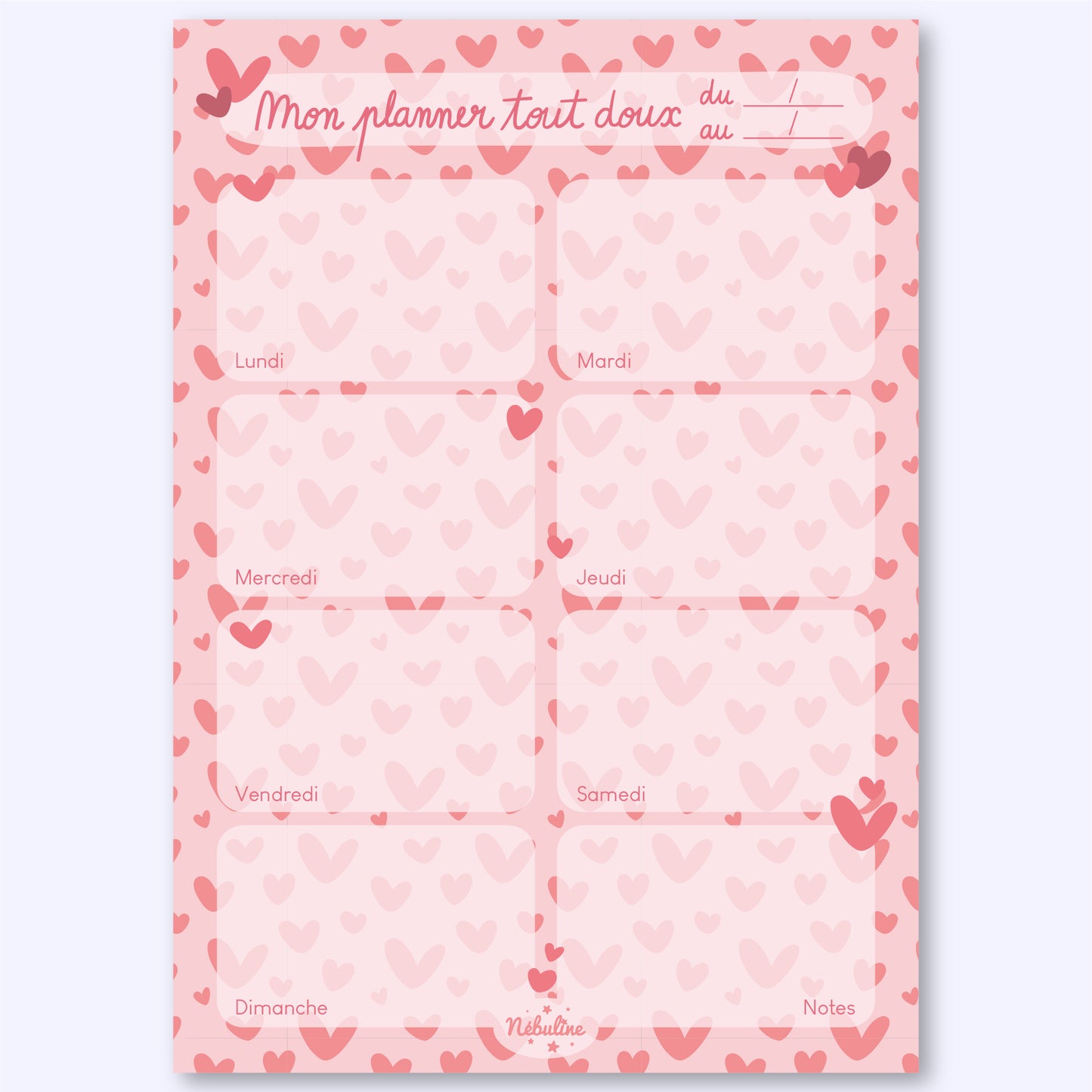 Bloc-notes d'organisation A5 Mon planner tout doux