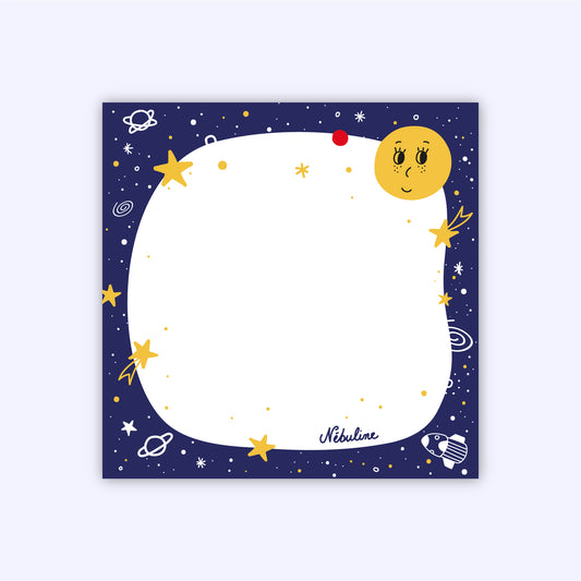 Bloc-notes étoiles - Bloc-notes espace - Notepad space stars - 10x10cm - 50 feuilles - Accessoire de bureau