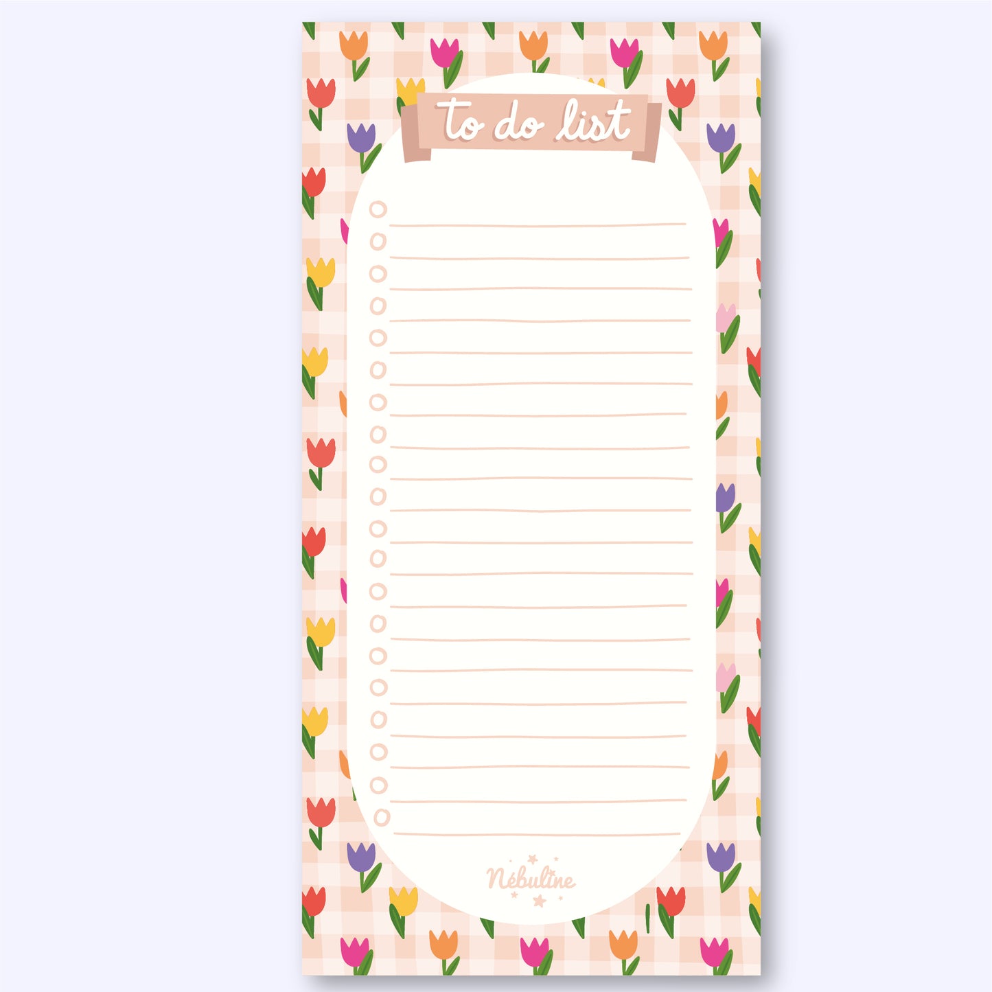 Bloc-notes To do list - Tulipes (fond rosé)