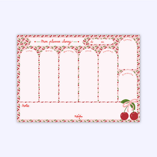 Bloc-notes semainier - Planner hebdomadaire A4 - Mon Planner Cherry