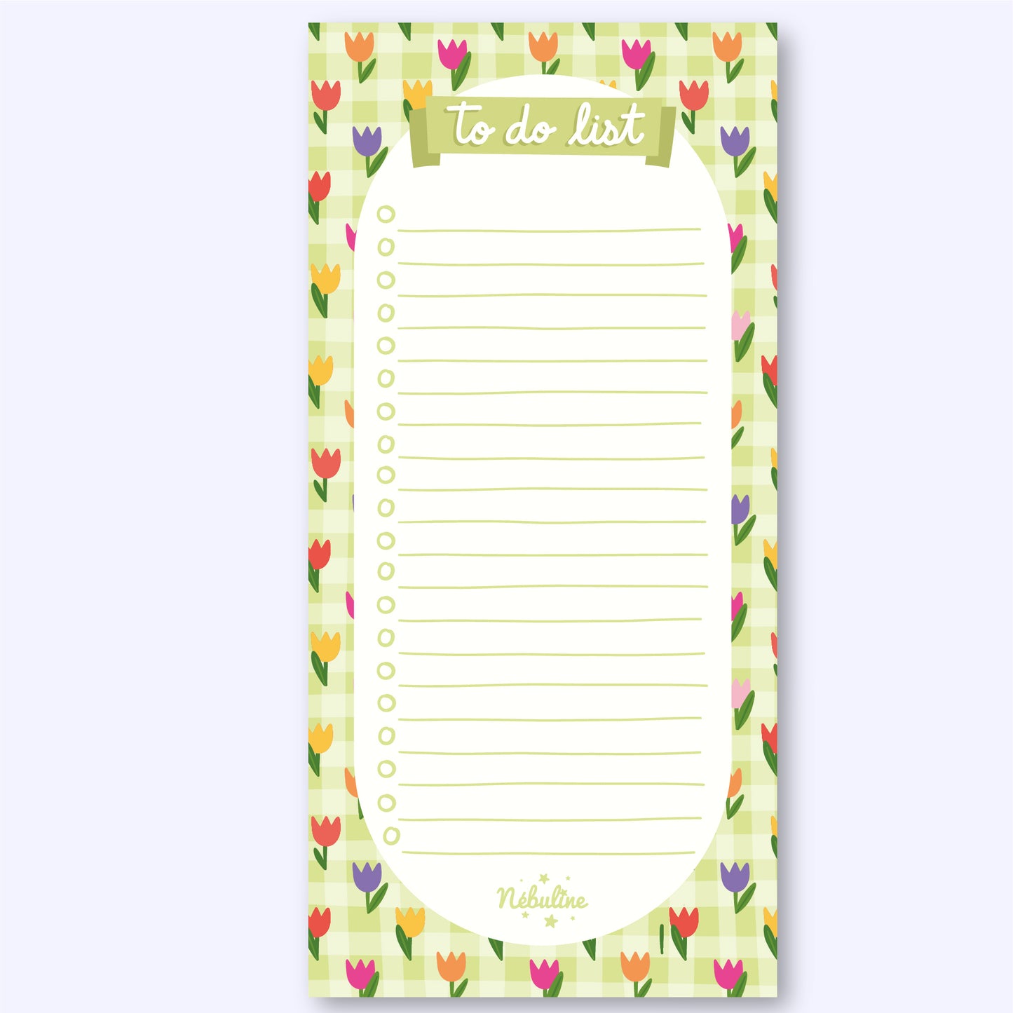 Bloc-notes To do list - Tulipes (fond vert)