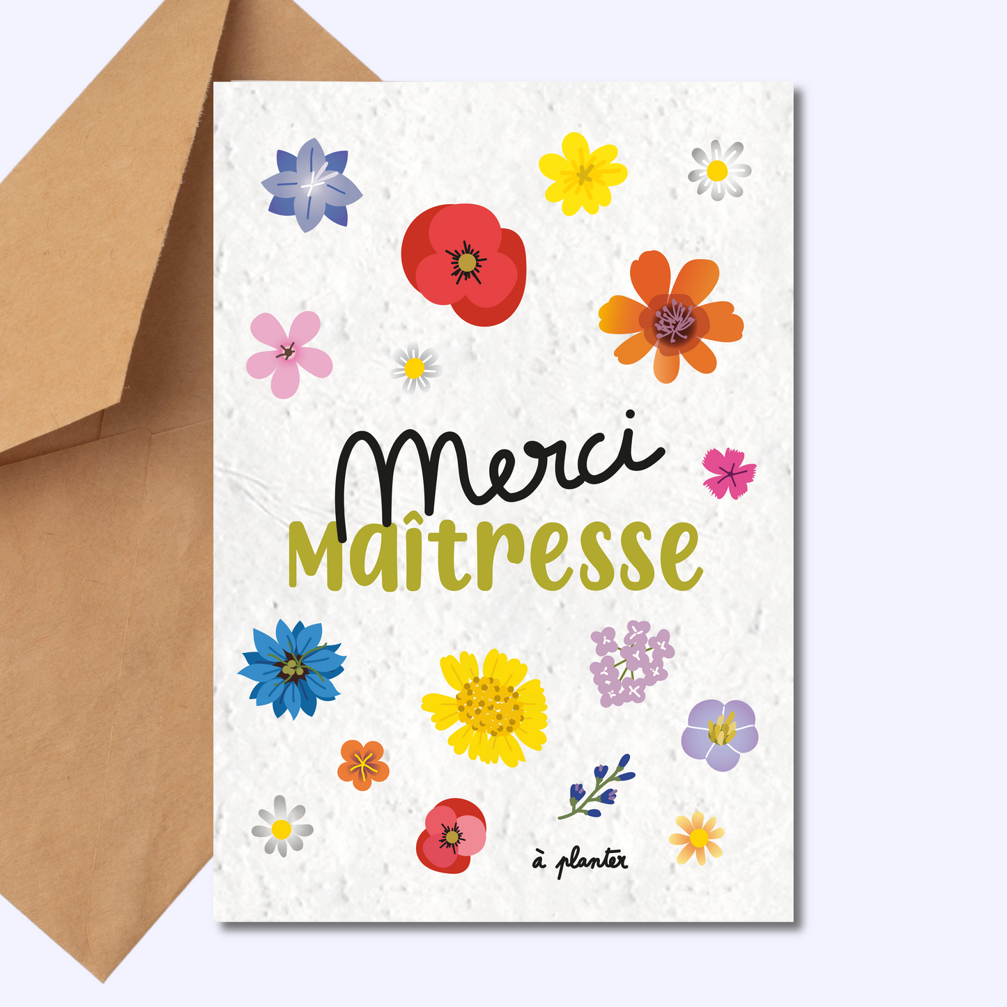 Carte à planter - Merci Maîtresse ATSEM Maître Nounou - Cadeau fin d'année scolaire
