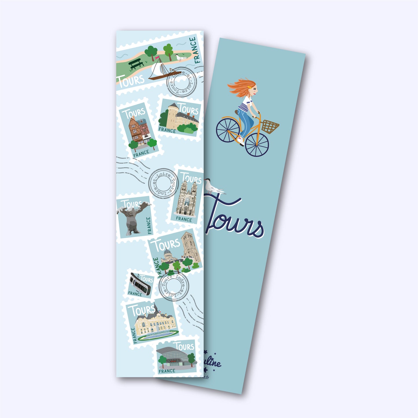 marque page tours plan ville.illustration indre et loire touraine