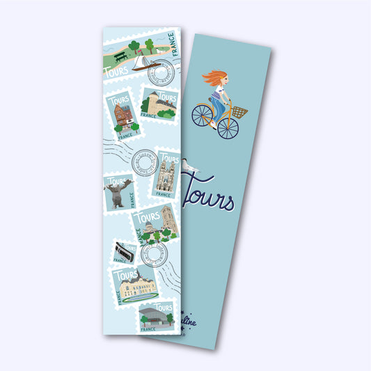 marque page tours plan ville.illustration indre et loire touraine