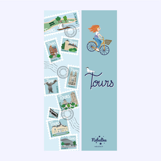 marque page tours plan ville.illustration indre et loire touraine