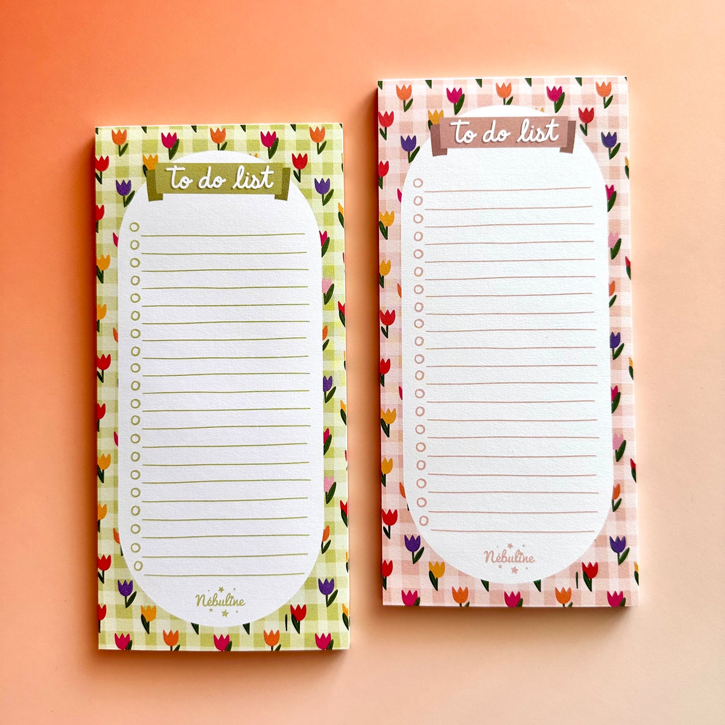 Bloc-notes To do list - Tulipes (fond vert)